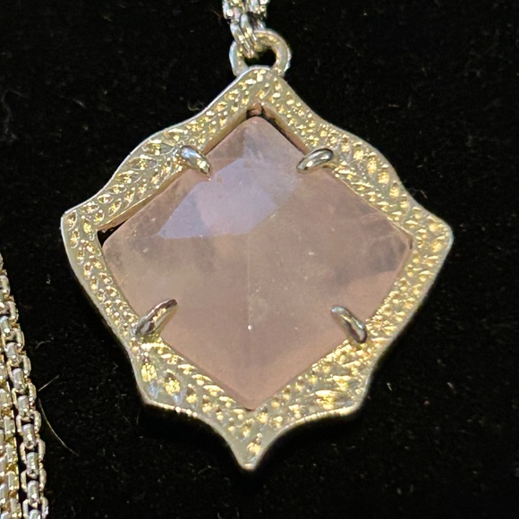 Kendra Scott Rose Quartz "Kacey" Long Pendant Necklace in Gold - Picture 2 of 9